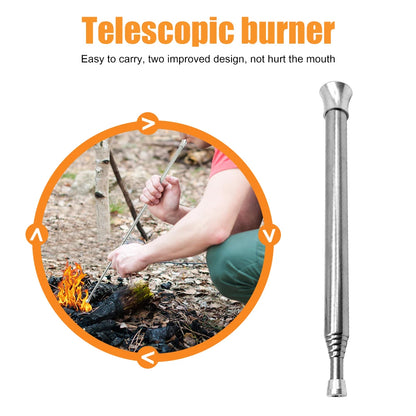 Outdoor Cooking Blow Fire Tube Portable Camping Fire Pipe Survival Tools Portable Fire Starter Tube Retractable Camping Blowpipe