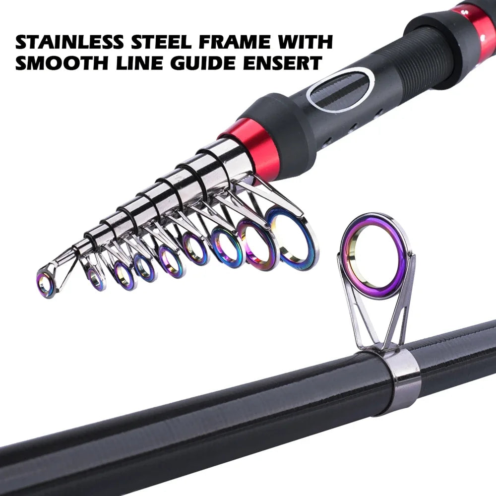Goture FLAME High Carbon Fiber Telescopic Fishing Rod 1.8M 2.1M 2.4M 2.7M 3M Travel Spinning Rods Lure (10-50g) M Power Tackle