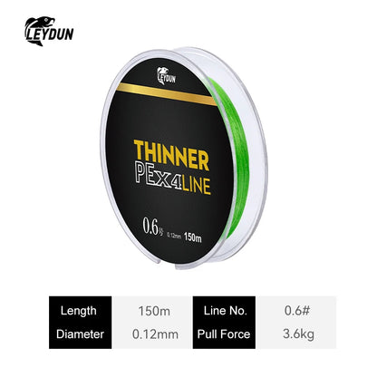 Leydun Micro THINNER Fishing Lines 100m 150m 4 Strands Braided PE Japan Monofilament Fishing Line Set Carp Fly Fishing Wire