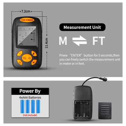 Smart Portable Sonar Fish Finder with Underwater Camera 100m Depth Sounder Alarm Transducer Temperature Display for Fishing