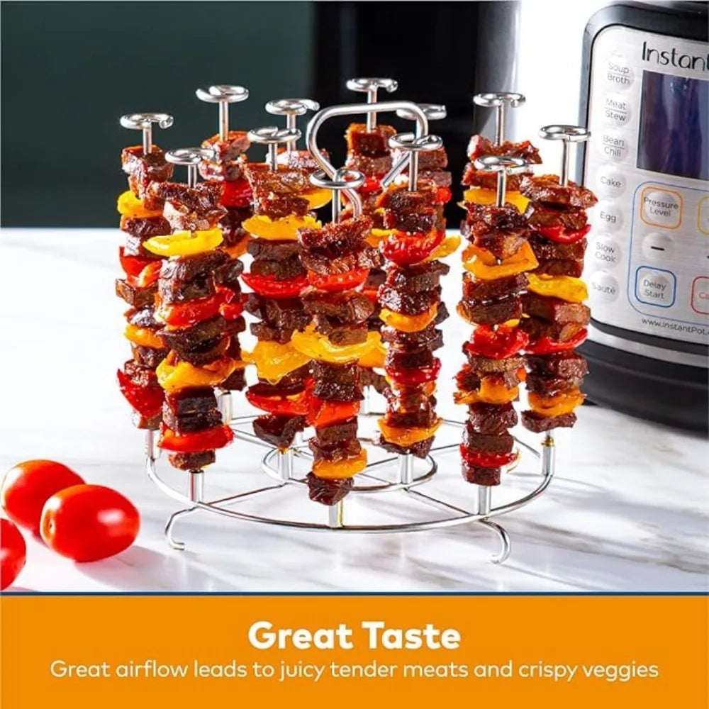 Air Fryer Skewer Stand 6/8Qt Stainless Steel Detachable Vertical Skewers Holder for Grilling Home Kitchen Kabobs Accessories New