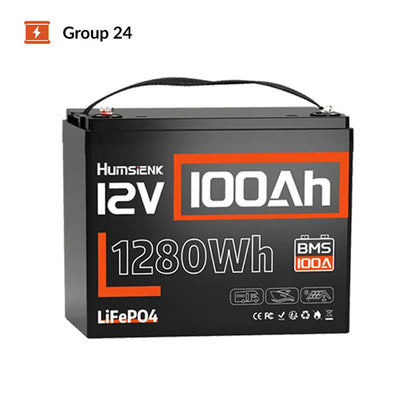 Humsienk LiFePO4 Lithium Battery 12V 100AH BMS 100A 1280Wh For RV/ Vans/ Trolling Motor/Off-grid/Camping/2-year warranty/UL 1973