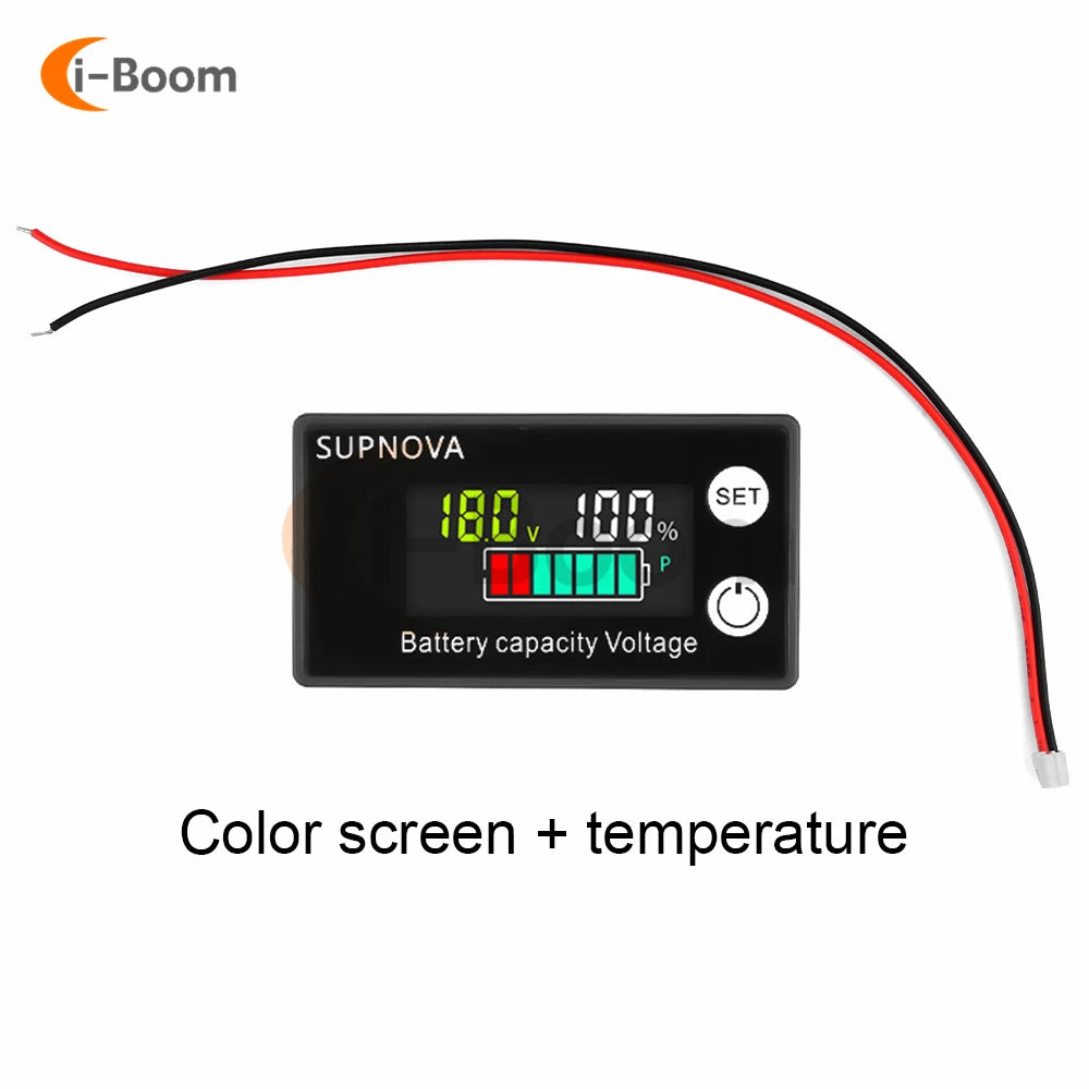 12V 24V 48V 72V Lead Acid Lithium Battery Capacity Indicator DC 8V-100V Li-ion LiFe PO4 Car Motorcycle Voltmeter Voltage Gauge