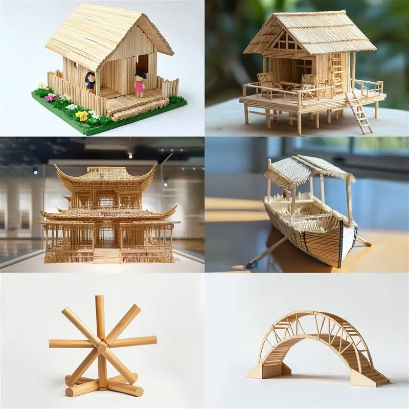 Bamboo Craft Round Rod Model Toys Building Carving Handicraft Educational DIY Accessories Bamboo'S Stick Size 300*3/4/5/6/8/10mm