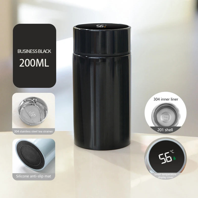 200ML Smart Thermos Water Bottle Intelligent Temperature Display Stainless Steel Vacuum Flasks Thermoses With Filter Tee Cup