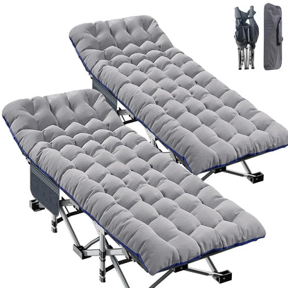 2PK XXL Camping Cot for Adults 900LBS  Oversized Folding Bed with Mattress Pad, Heavy Duty 1200D Oxford, Customized