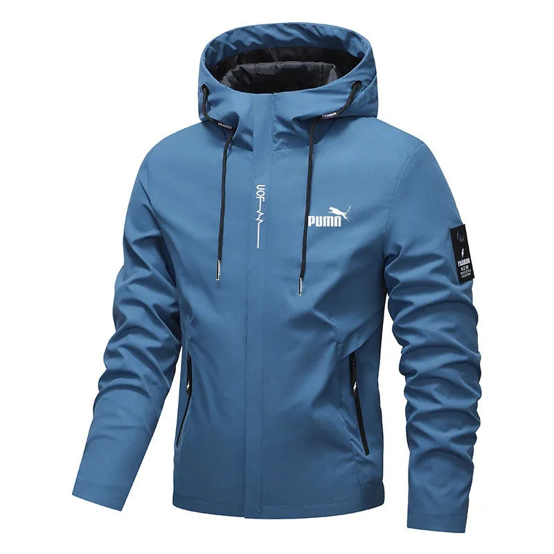 Men's outdoor casual waterproof raincoat - lightweight cycling jacket - hooded street-style hiking windproof jacket