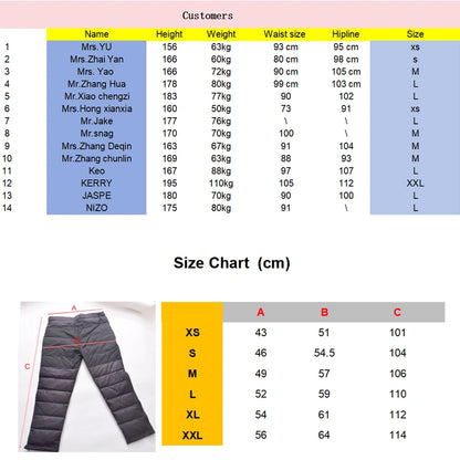 Kamperbox Hiking Men Pants Winter Down Pants Men Winter Down Trousers Hiking