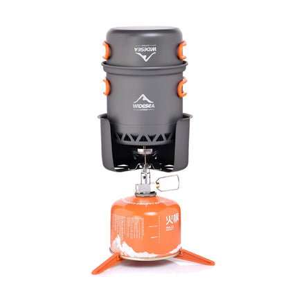 Widesea Camping Cooking Set Backpack Gas Burner Outdoor Cookware Stove Camping Kitchen Equipment Tourist Cooker Hiking Fishing