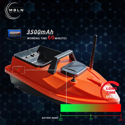 MBLN Mini GPS Bait Boat – 24 Waypoints, Beidou/GPS Navigation, Auto Return, Cruise Control, Quiet Dual Motor, Water Temp Sensor
