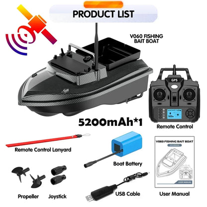 MBLN 5200mAh-30000mAh RC Bait Boat 500 Meters GPS 40 Point Positioning 1 Hoppers 2KG Automatic Return Fishing Bait Boat VX