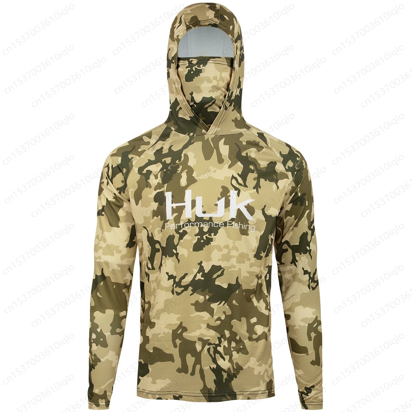 HUK UPF 50+ Long Sleeve Hooded Face Cover Fishing Shirts Quick Dry Sweatshirts Breathable UV Protection Men Fishing Jerseys