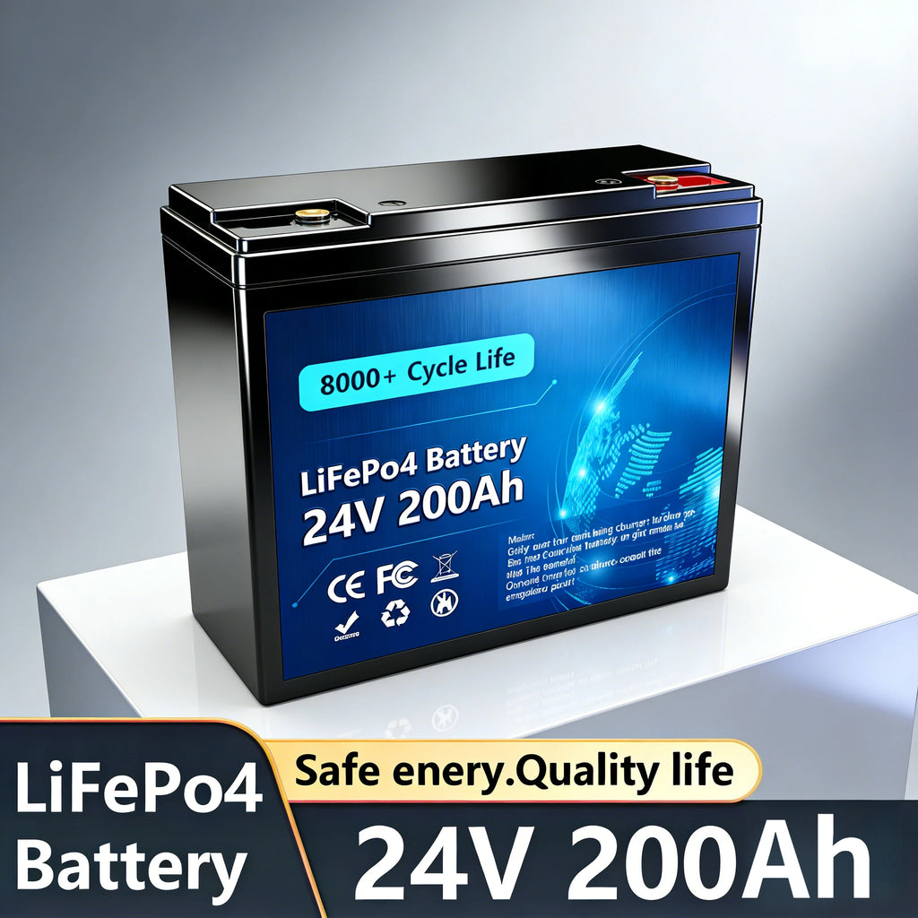 24V LiFePO4 200Ah Lithium Battery, Built-in 200A BMS, Rechargeable Battery, for RV/Camper, Solar, Marine, Overland/Van, Off-Gr
