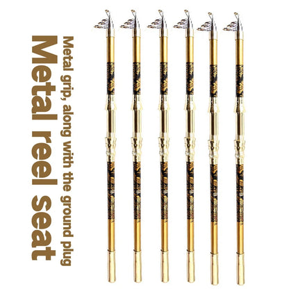 Professional Carp Fishing Rod Metal 2.1m-3.6m Gold Glass Fiber EVA Handle Telescopic Spinning Rods Fishing Weight 5kg Sea River