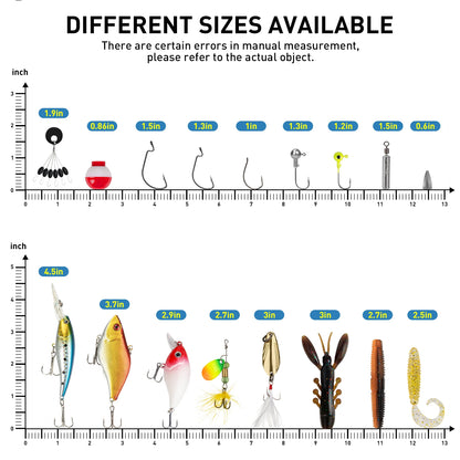Fishing Lures Kit 153pcs Fishing Tackle Accessories Set with Box Topwater Baits Soft Swimbaits Frog Fishing Spoon Jig Hooks Kit