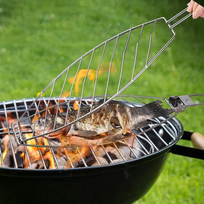 F2 BBQ Grilling Basket Foldable Large Grilling Rack For Barbecue Fish Portable Fish BBQ Grill Basket Anti-Scalding Grill Basket