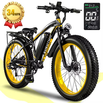 EOEOTWO 1500W Fat Tire Electric Bike for Adults 26"x4.0 All Terrain Ebike 34MPH Fast Mountain E-Bike 48V Long Range Snow Beach Bicycle