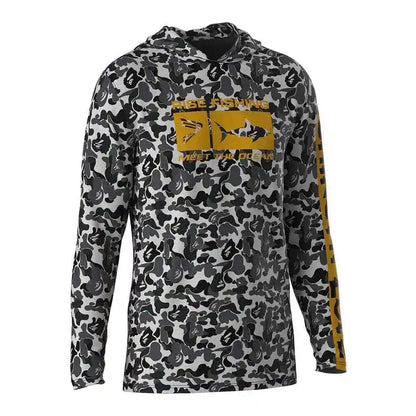 Gradient camouflage 3D printed quick drying fishing suit top fishing shirt hooded outdoor UV protection plus size men