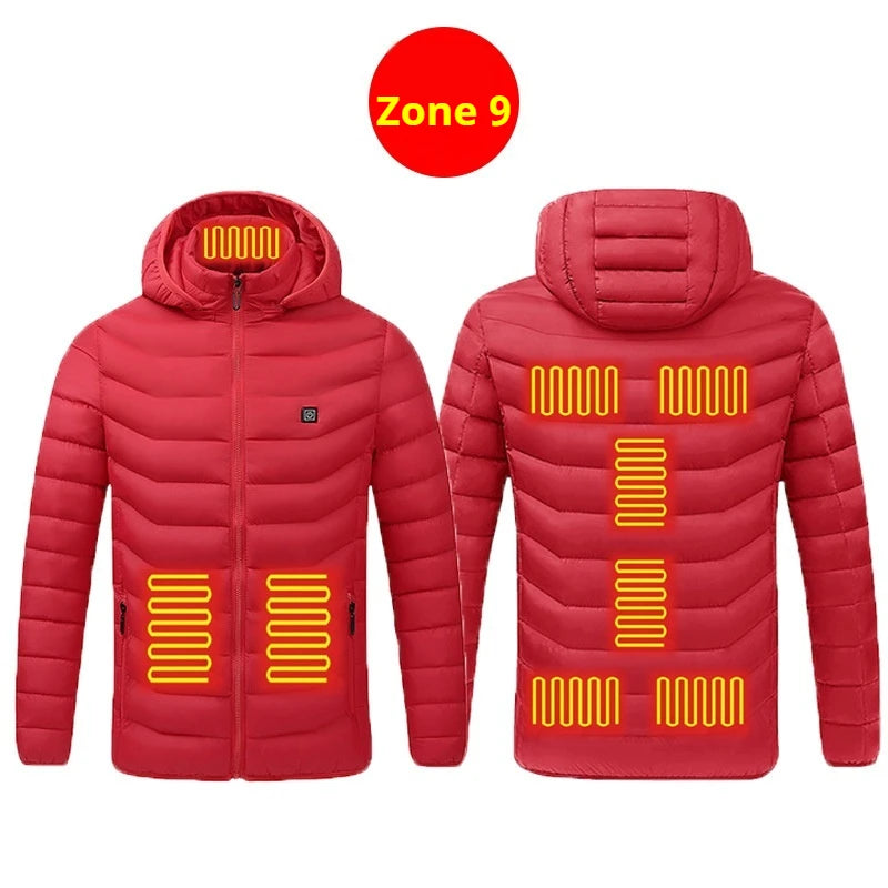 21 Areas Heated Jacket Men Casual Ski Cold-proof Thermal Padded Motorcycle Jacket Women's USB Electric Smart Self-heating Clothe