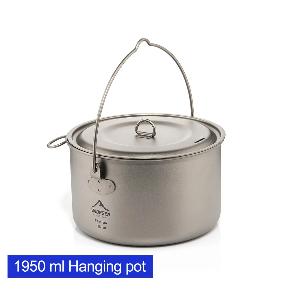 Widesea Camping Tableware Titanium Cookware Set Tourism Cauldron Outdoor Cooking Pot Picnic Kitchen Hiking Trekking