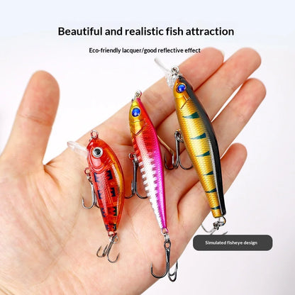 8pcsFishing Lure Set Hard Bait Kit - Minnow Popper Pencil Crankbait Swimbait Wobblers Artificial Bionic Tackle for Bass Trout