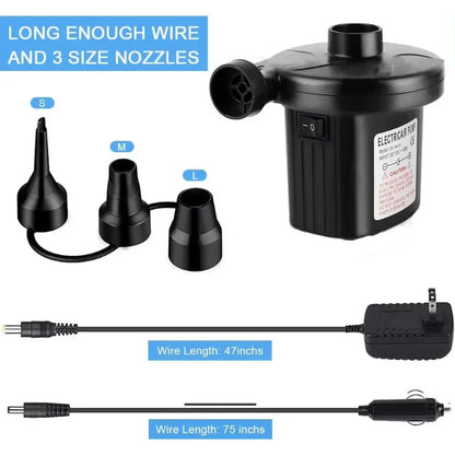 Portable Electric Air Pump High Pressure Fast Inflator Deflator for Air Mattress Inflatable Boat Pool Floats Outdoor Blower