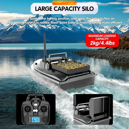 MBLN 5200mAh-30000mAh RC Bait Boat 500 Meters GPS 40 Point Positioning 1 Hoppers 2KG Automatic Return Fishing Bait Boat VX