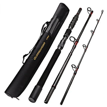 1.8m 2.1m 2.4m Quality Boat Saltwater 40T Carbon Fishing Rod 30-50Lb 3 Pce Surf Spinning Rod  Lure 80-250g Travel Pole Free Bag