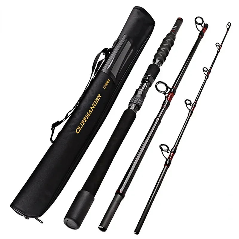 1.8m 2.1m 2.4m Quality Boat Saltwater 40T Carbon Fishing Rod 30-50Lb 3 Pce Surf Spinning Rod  Lure 80-250g Travel Pole Free Bag