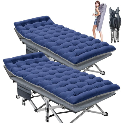 2PK XXL Camping Cot for Adults 900LBS  Oversized Folding Bed with Mattress Pad, Heavy Duty 1200D Oxford, Customized