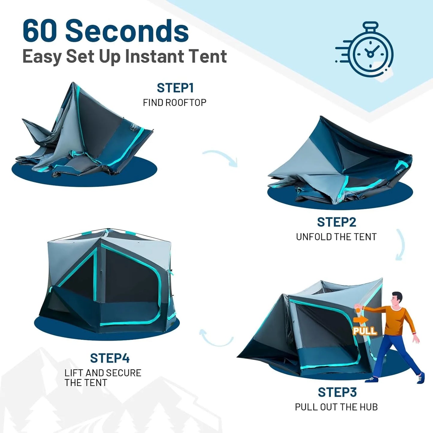 Instant Pop Up Cabin Tent for 4 6 8 People 60 Second Setup Weather Resistant with Rain Fly Carry Bag