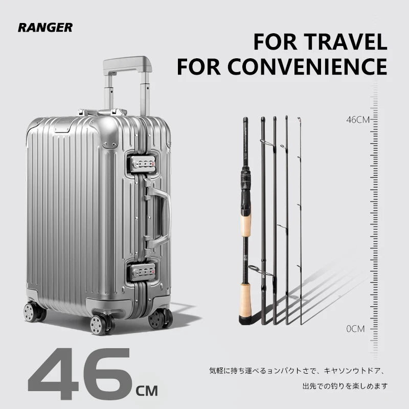 TSURINOYA Travel Fishing Rod RANGER 2.08m 2.09m 2.21m L-ML、ML-M FUJI A Guide Fast Action Portable Spinning Casting Bass Rod