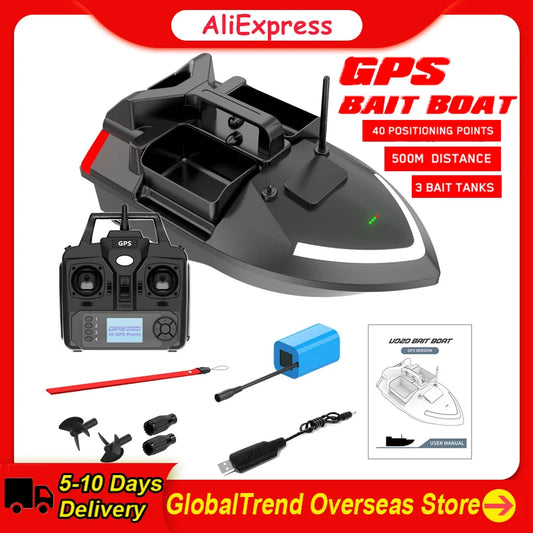 V020 GPS Fishing Bait Boat 500m Remote Control Bait Boat Dual Motor Fish Finder Support Automatic Cruise/Return/Route Correction