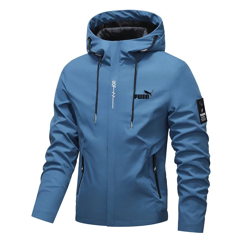 Men's outdoor casual waterproof raincoat - lightweight cycling jacket - hooded street-style hiking windproof jacket