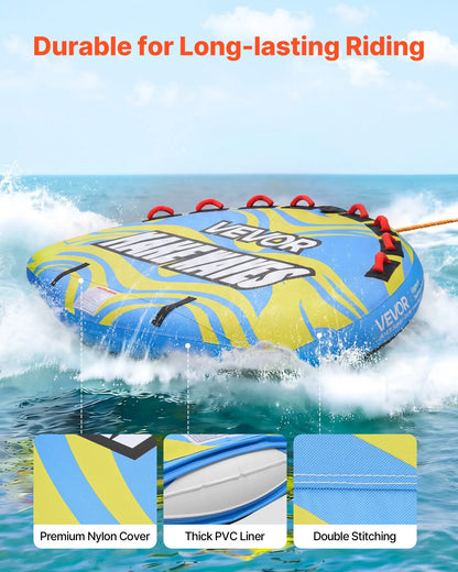 Towable Tube For Boating, 4 Riders Inflatable Boat Tubes And Towables, 680 Lbs Capacity Water Sport Towable Tube For Boat To