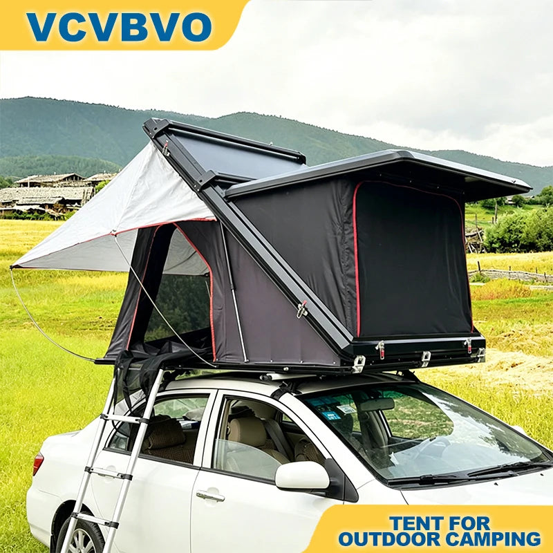 Car Camping Trailer with Built-in Tent, Self-driving, Outdoor Sunshade, Roof Sunshade, Camping Caravan Rainproof and Windproof