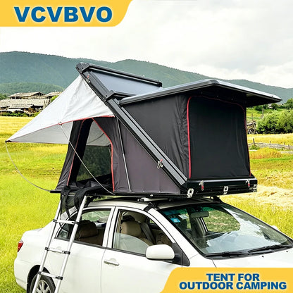 Car Camping Trailer with Built-in Tent, Self-driving, Outdoor Sunshade, Roof Sunshade, Camping Caravan Rainproof and Windproof