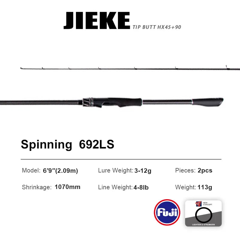 PURELURE JIEKE 9FT Spinning Casting Rod High Carbon Universal Long Throwing Fishing Rod in FUJI Accessories Fast