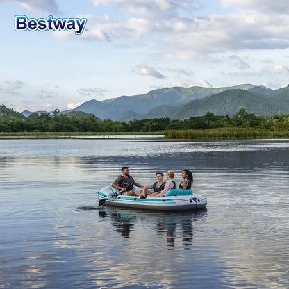 Bestway 65159/65158 4-5 Person Inflatable Kayak - Durable PVC Material, Large Adventure Boat, Kit Format