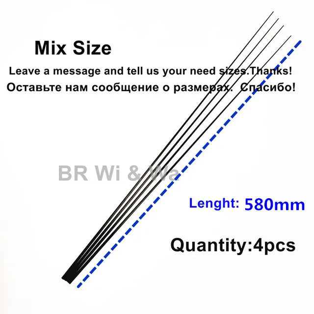 58CM Solid Carbon Rod Tip Blank Rod Building Components Fishing Pole Repair DIY Accessories No Paint 4PCS BR Wi & Wa