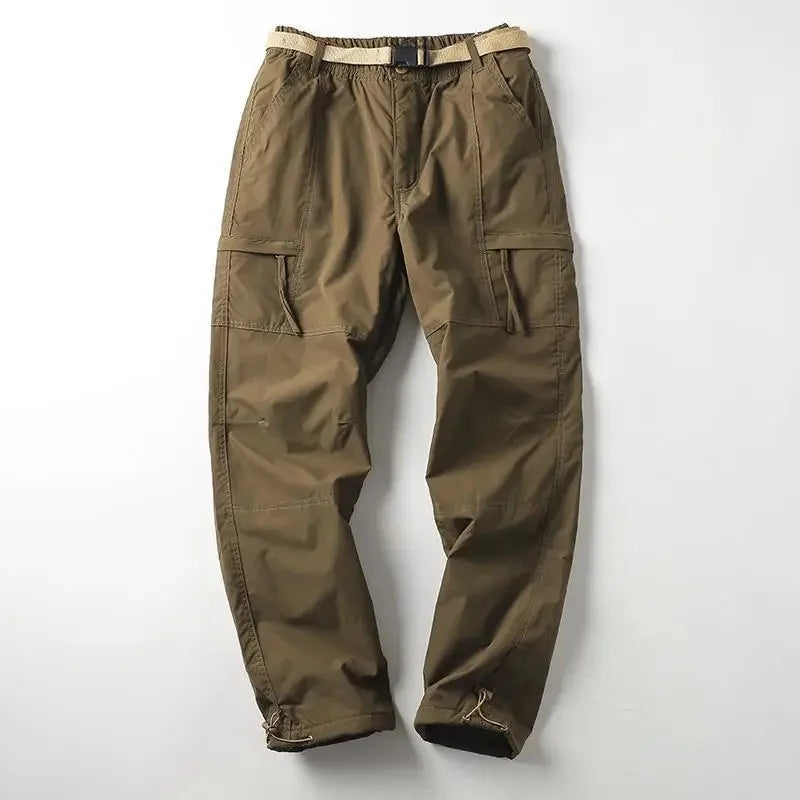 Outdoor Hiking Pants Men's Thickened Fleece Windproof Waterproof Soft Shell Straight Leg Workwear Trousers Cold Resistant Warm
