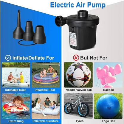 Portable Electric Air Pump High Pressure Fast Inflator Deflator for Air Mattress Inflatable Boat Pool Floats Outdoor Blower