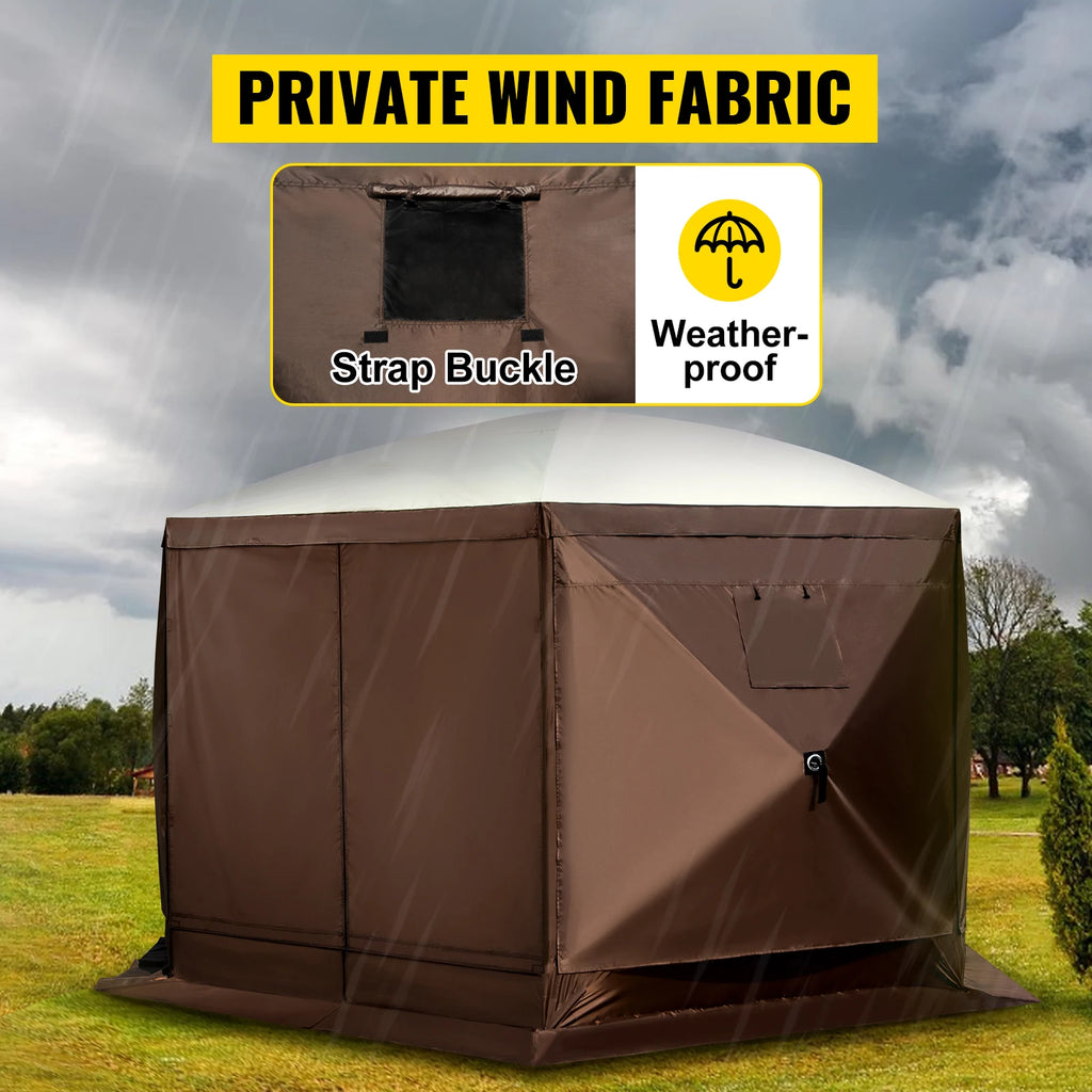SucceBuy Pop-up Camping Gazebo Camping Canopy Shelter 6 Sided 12' x 12' / 10' x 10' Sun Shade Tents & Canopies Camping & Hiking