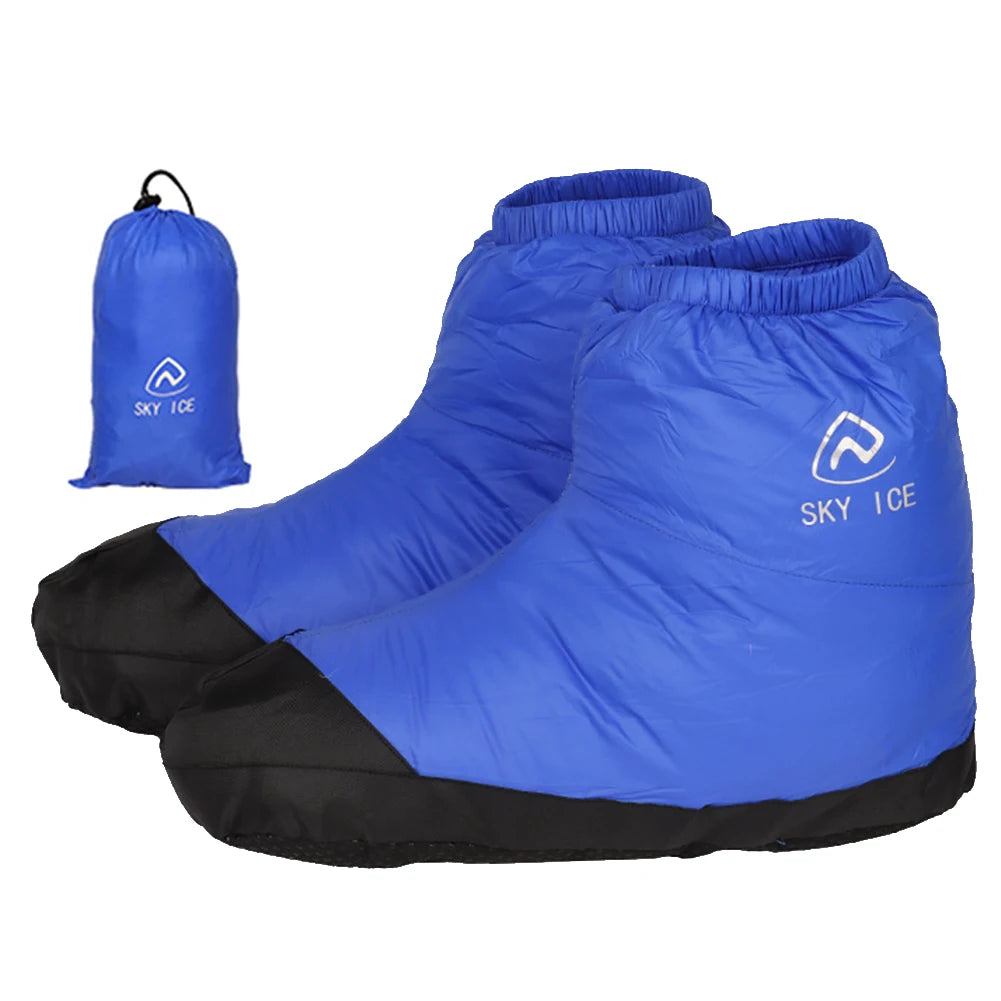 Winter Waterproof Down Soft Slippers Women Men Warm Home Indoor Down Slippers Booties Warm Shoes for Outdoor Camping  Hiking