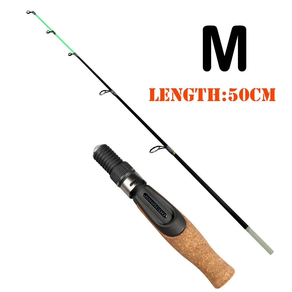 JOHNCOO 50cm Winter Ice Fishing Rods M ML MH UL 2 Sections Ultralight Portable Winter Fishing Rod Spinning Rods