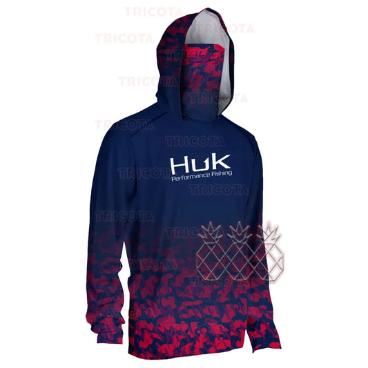 Fishing Shirts Men Hooded Mask Fish Tops Wear Breathable Clothes Summer Long Sleeve Fishing Shirt Anti-UV Camisa De Pesca