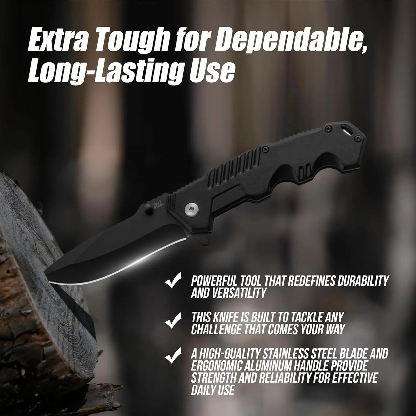 Folding knife, pocket knife with pocket clip, stainless steel blade knife, Edc knife for men and women, camping, fishing
