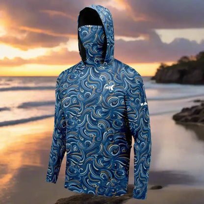 Men's Breathable Quick Dry Fishing Sun Hoodie.2025 UPF50+ Moisture Wicking Outdoor Print Long Sleeve Jersey Top