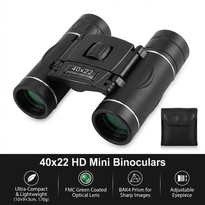 40x22 HD Binoculars with BAK4 FMC Folding Mini Telescopic Sight for 2000M Long Range Ideal for Hunting Sports Camping & Travel