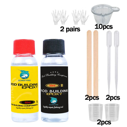 Rod Building Epoxy A&B Glue Set, Waterproof Strong Adhesive for Fishing Pole Repair and Guide Eye Binding